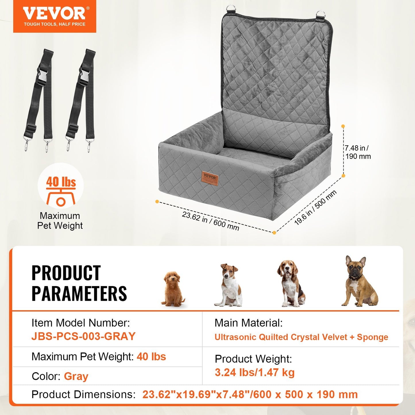VEVOR Dog Booster Car Seat