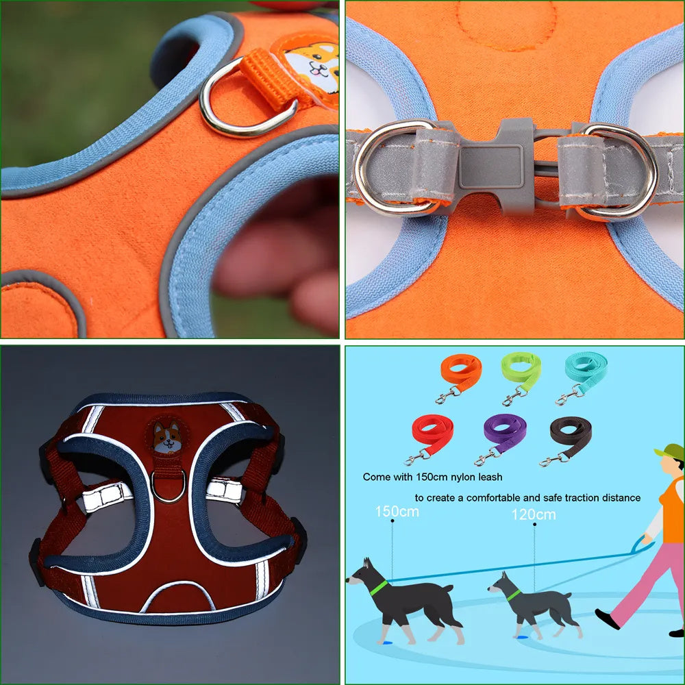 Hundegeschirr mit Leine & Reflektor